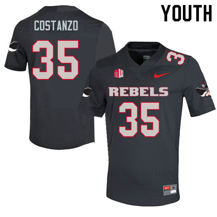 Youth #35 Anthony Costanzo UNLV Rebels College Football Jerseys Sale-Charcoal